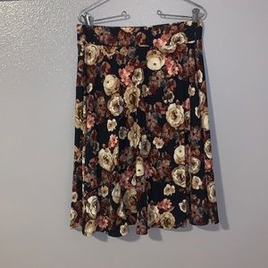 JM Fleurette black floral stretchy office midi skirt
